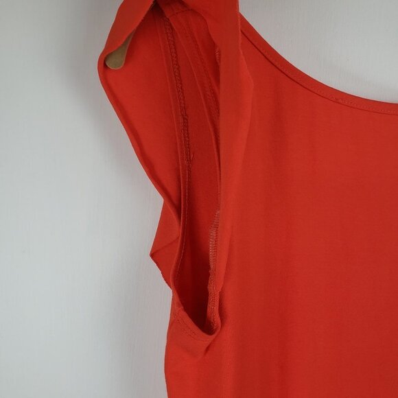 Twenty Montreal Mini Dress Orange Knit Ruffle Sleeve Scoop Back Size Small - Picture 3 of 8